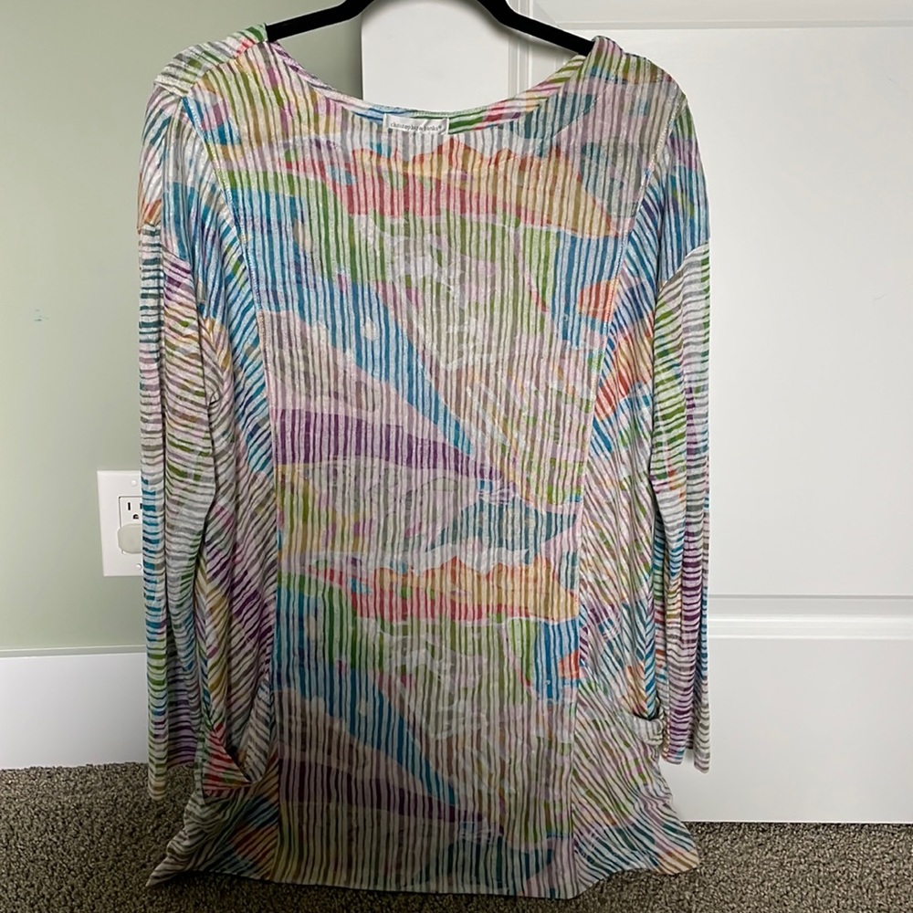 NWT CHRISTOPHER & BANKS multi-color top with pockets, Lg